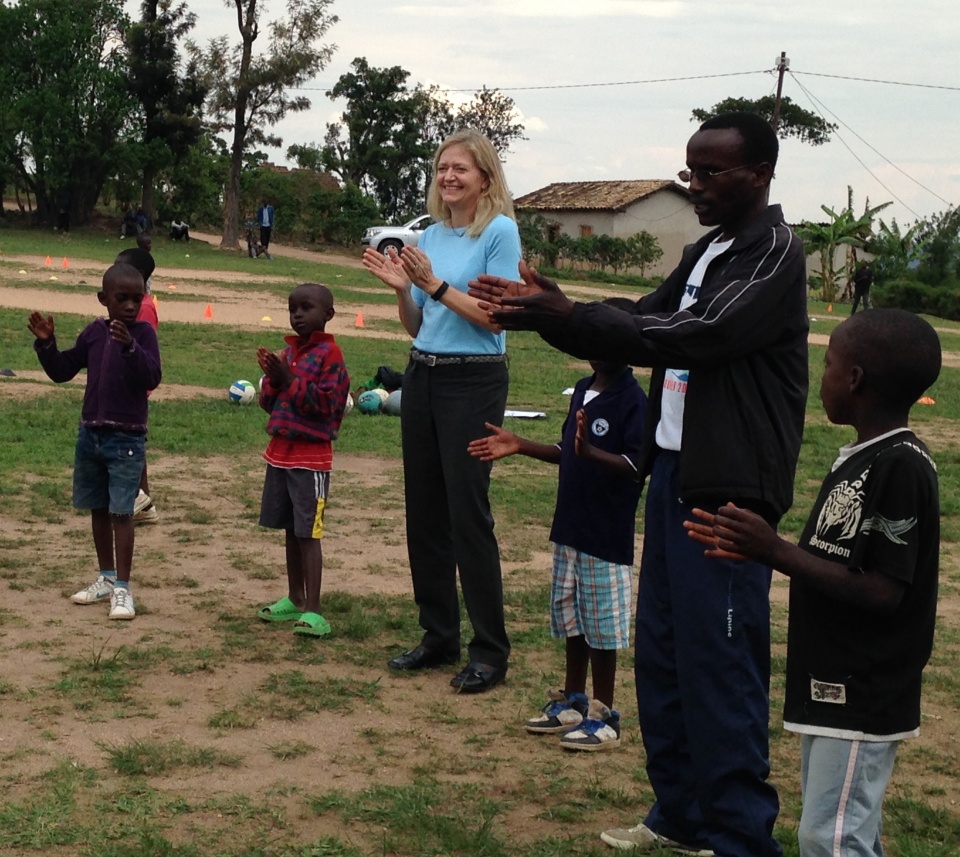 US Ambassador to Rwanda, Erica J. Barks-Ruggles taking part in our Let's Play Fair program.